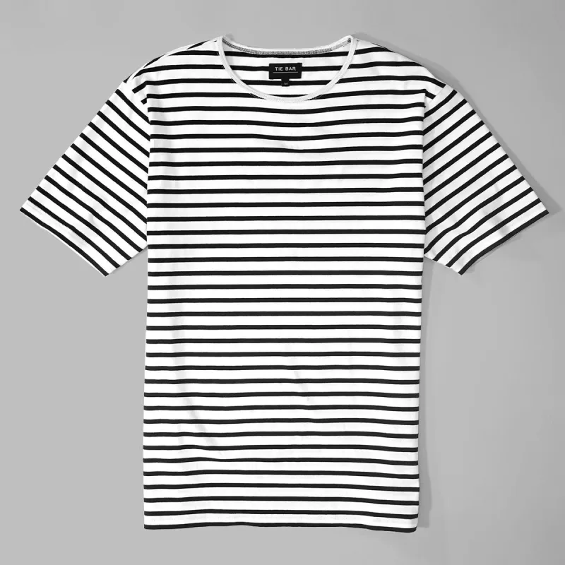Tailored Striped Navy T-Shirt sold by The Tie Bar