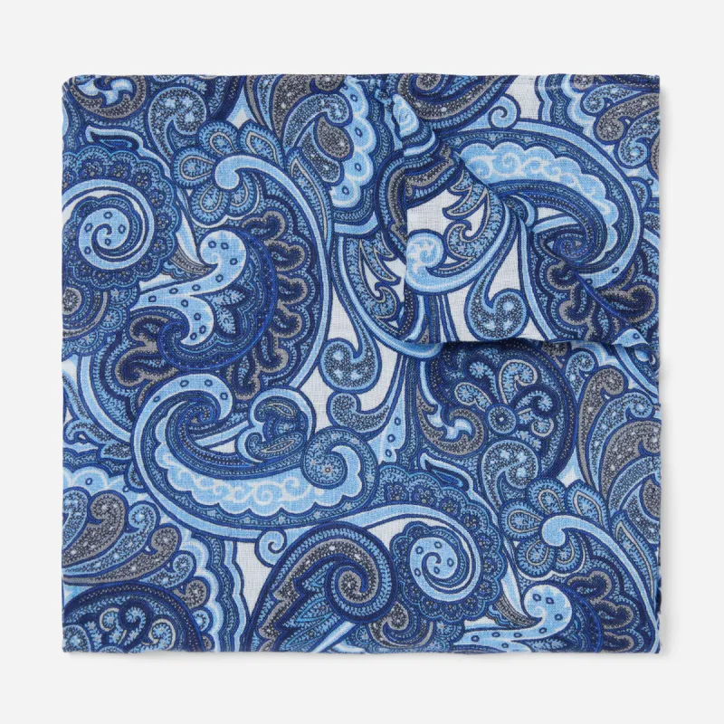 Bali Paisley Blue Pocket Square sold by The Tie Bar