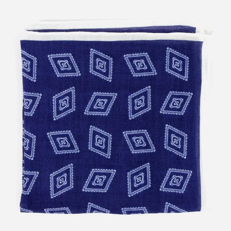 Bali Medallion Blue Pocket Square sold by The Tie Bar