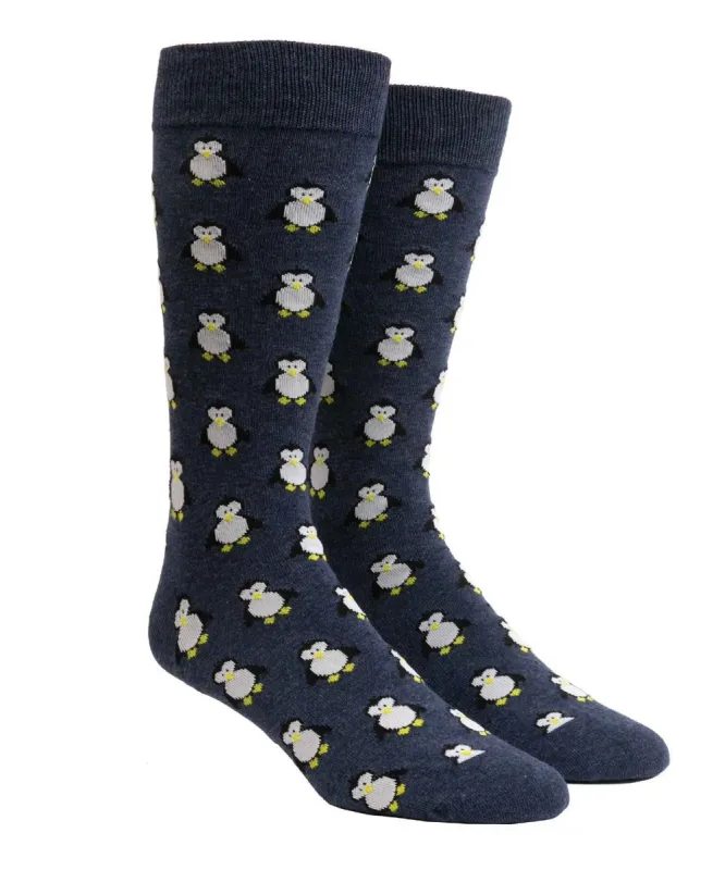 Cool Penguins Navy Dress Socks sold by The Tie Bar