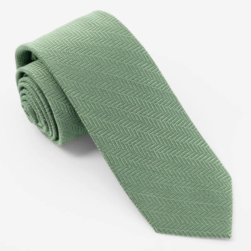 Solid Wool Herringbone Sage Green Tie sold by The Tie Bar