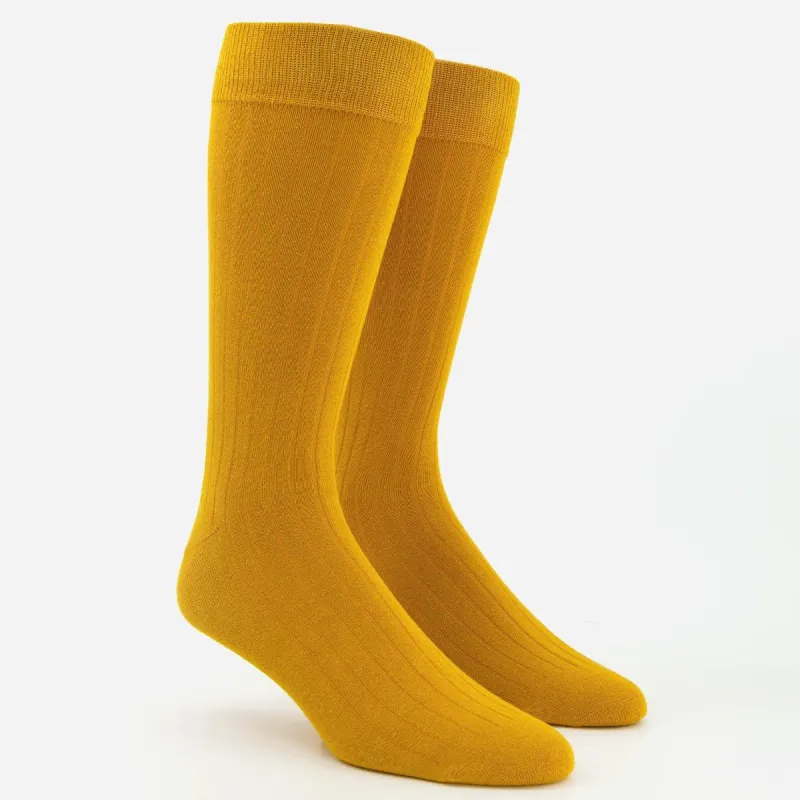 Wide Ribbed Mustard Dress Socks sold by The Tie Bar