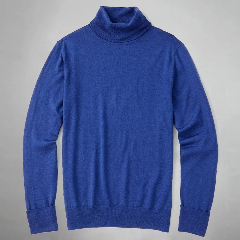 Perfect Merino Wool Blue Turtleneck Sweater sold by The Tie Bar