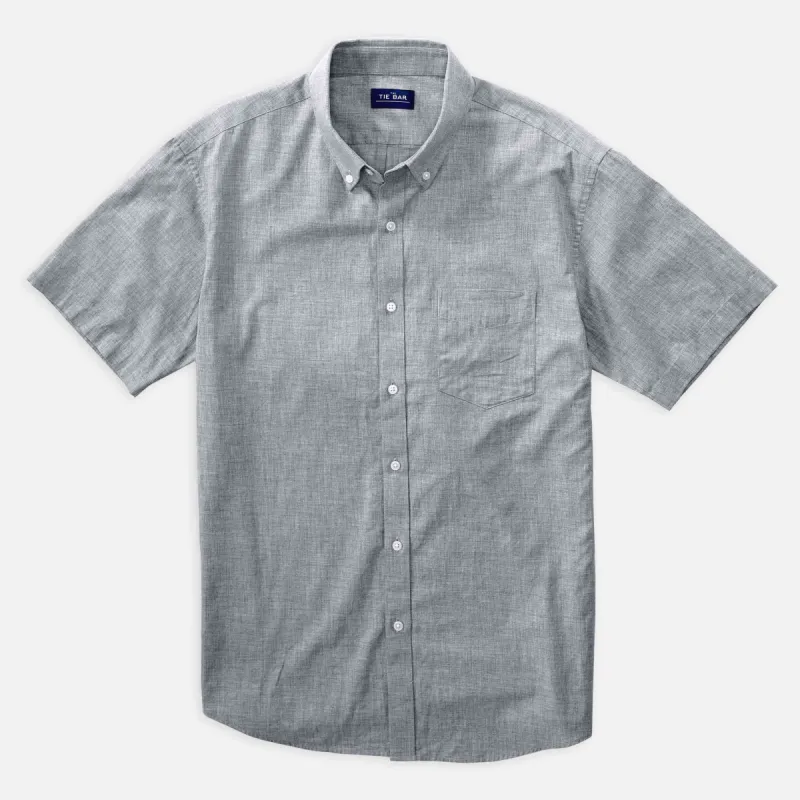 Solid Cotton Grey Short Sleeve Shirt sold by The Tie Bar