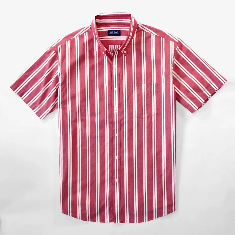 Awning Stripe Red Short Sleeve Shirt sold by The Tie Bar