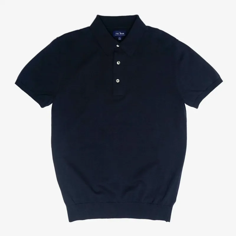 Solid Cotton Sweater Navy Polo sold by The Tie Bar