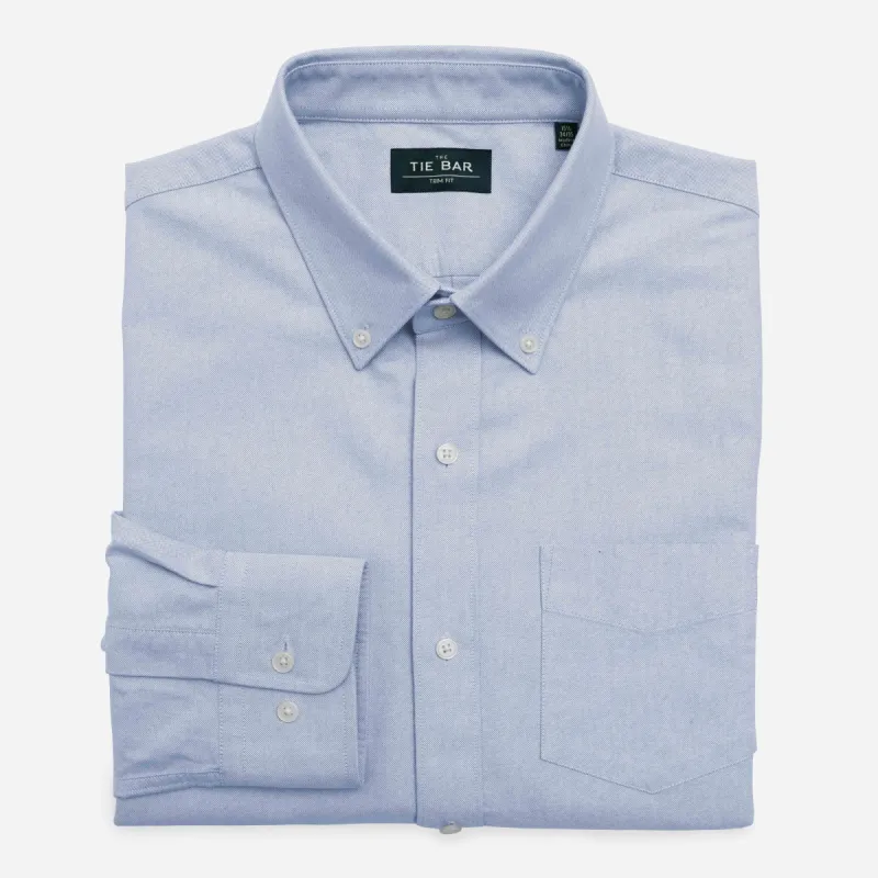 The Modern-Fit Oxford Light Blue Casual Shirt sold by The Tie Bar