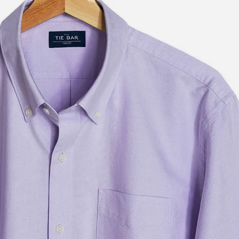 The Modern-Fit Oxford Lavender Casual Shirt sold by The Tie Bar