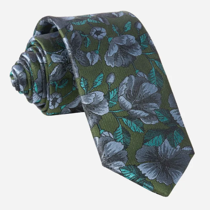 Monarch Floral Olive Green Tie sold by The Tie Bar