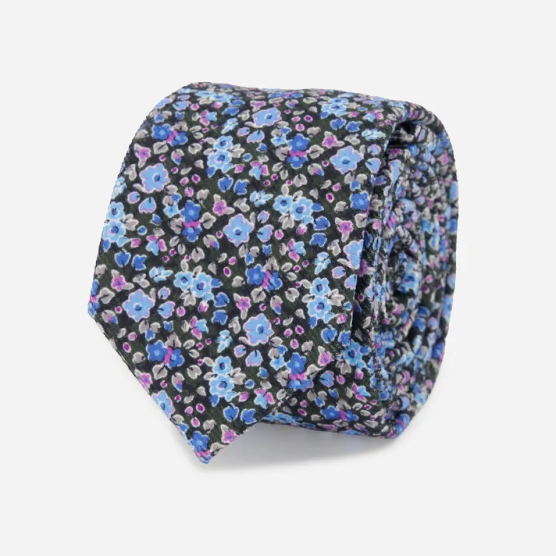 Corduroy Freesia Floral Charcoal Tie sold by The Tie Bar