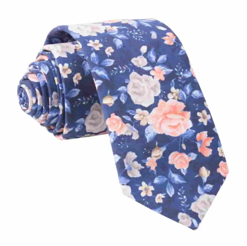 Gardenia Blooms Navy Tie sold by The Tie Bar