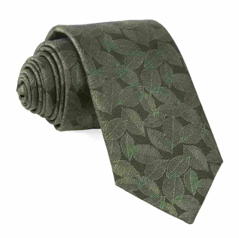 Tonal Leaf Olive Tie sold by The Tie Bar