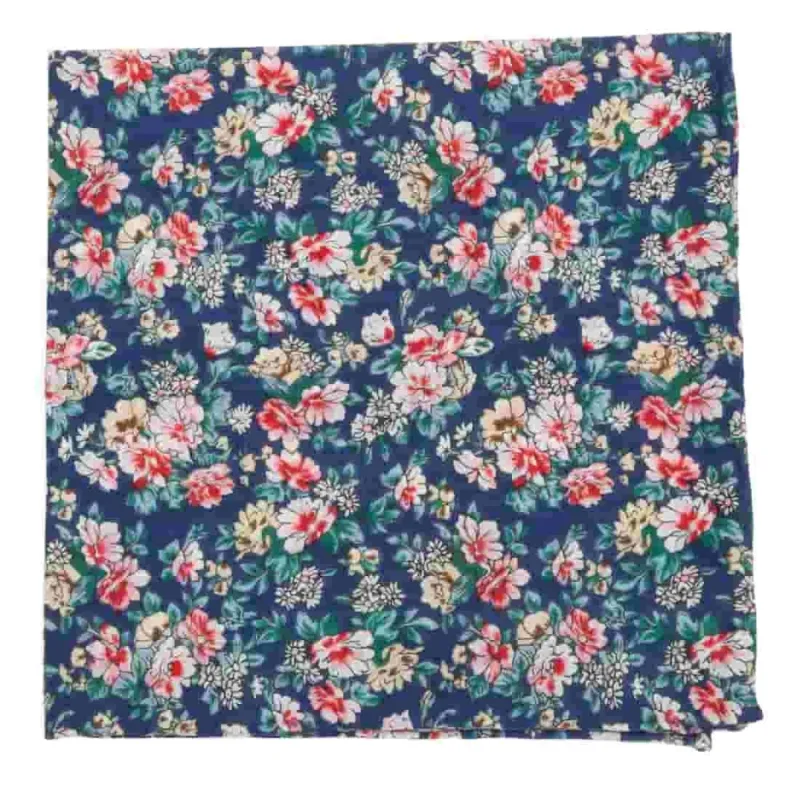 Rustica Florals Navy Pocket Square sold by The Tie Bar