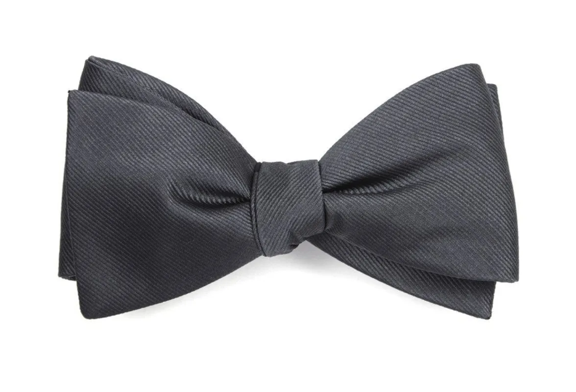 Grosgrain Solid Charcoal Bow Tie sold by The Tie Bar