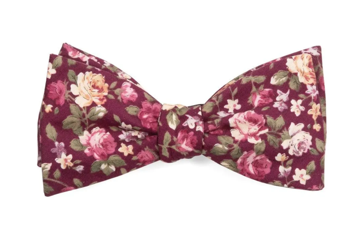 Moody Florals Burgundy Bow Tie made by The Tie Bar