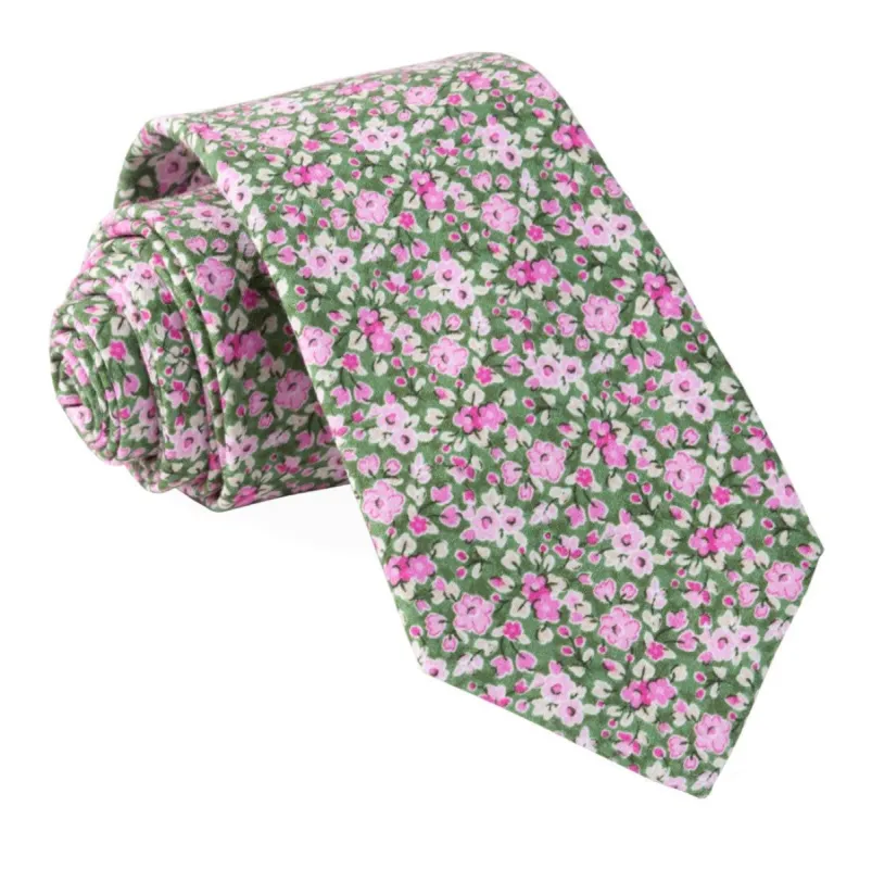 Freesia Floral Olive Tie sold by The Tie Bar
