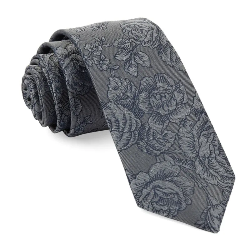 Ritz Floral Grey Tie sold by The Tie Bar