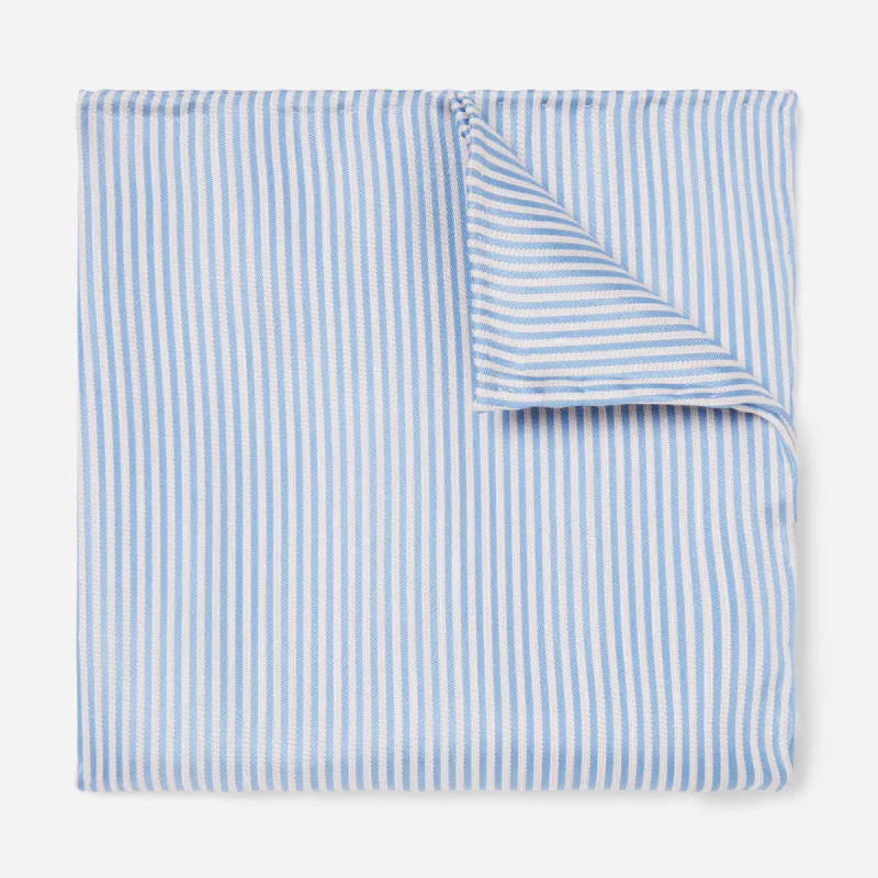 Mumu Weddings - Coastal Stripe Steel Blue Pocket Square sold by The Tie Bar