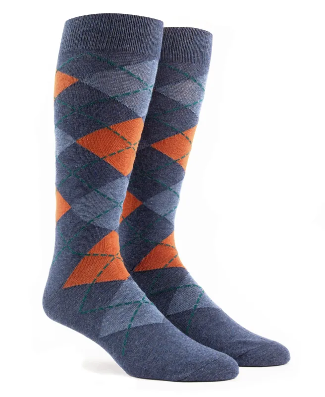Argyle Burnt Orange Dress Socks sold by The Tie Bar