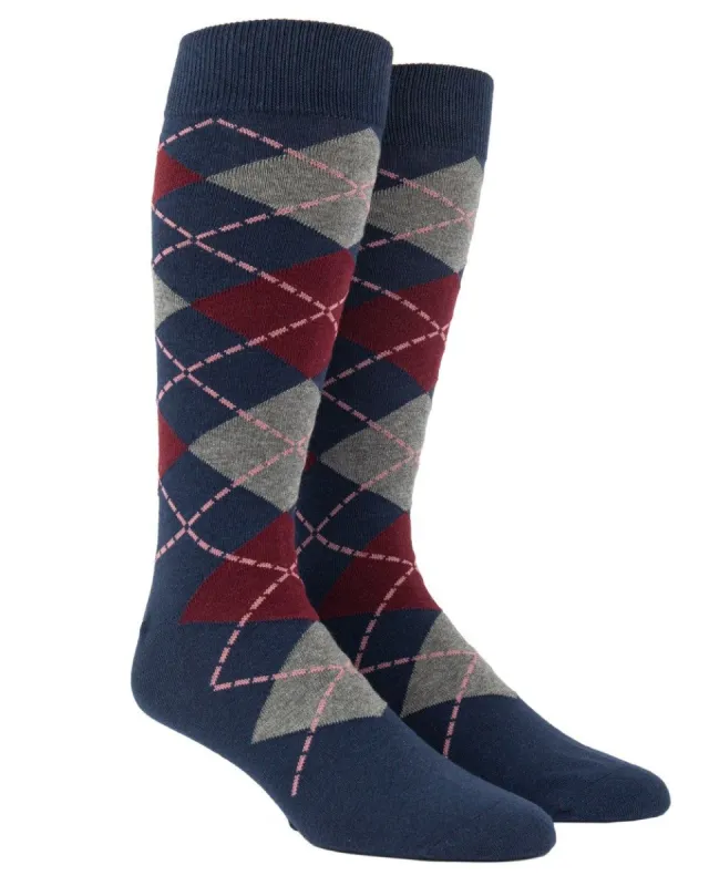 Argyle Deep Burgundy Dress Socks sold by The Tie Bar