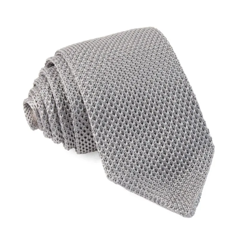 Pointed Tip Knit Silver Tie sold by The Tie Bar