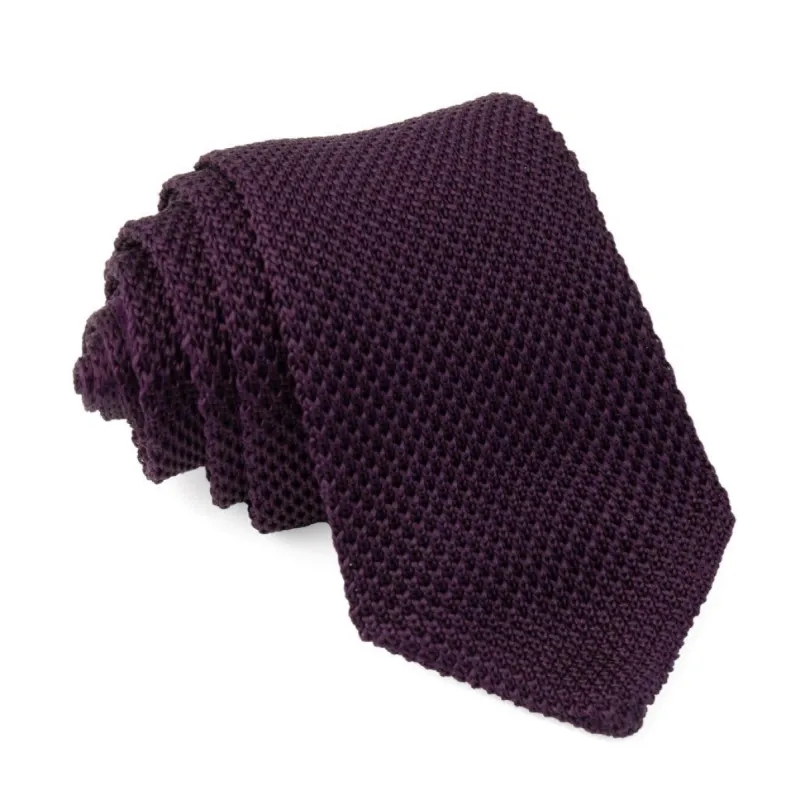Pointed Tip Knit Eggplant Tie sold by The Tie Bar