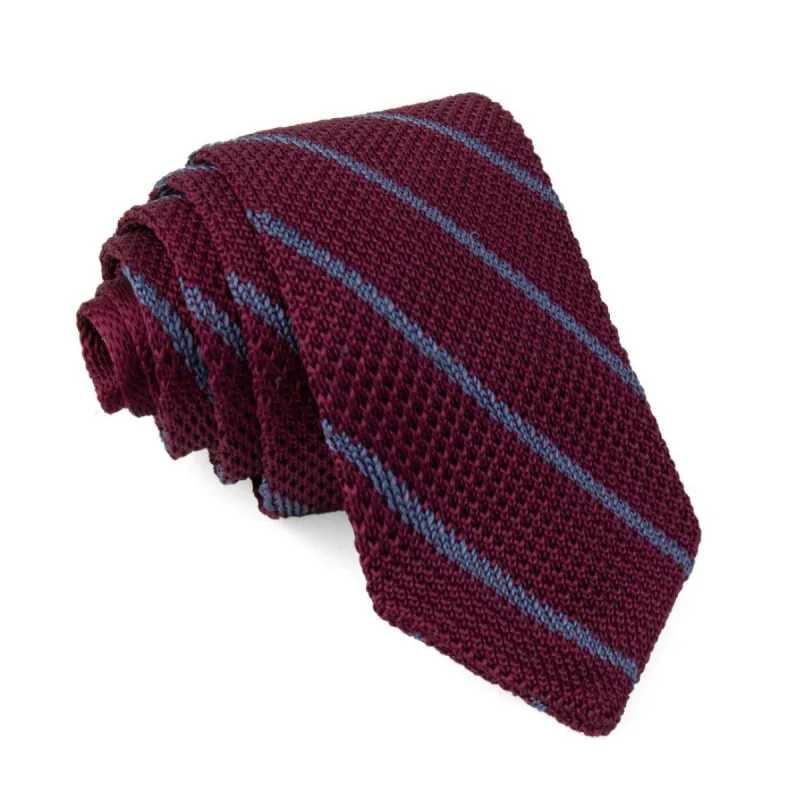 Striped Pointed Tip Knit Burgundy Tie sold by The Tie Bar