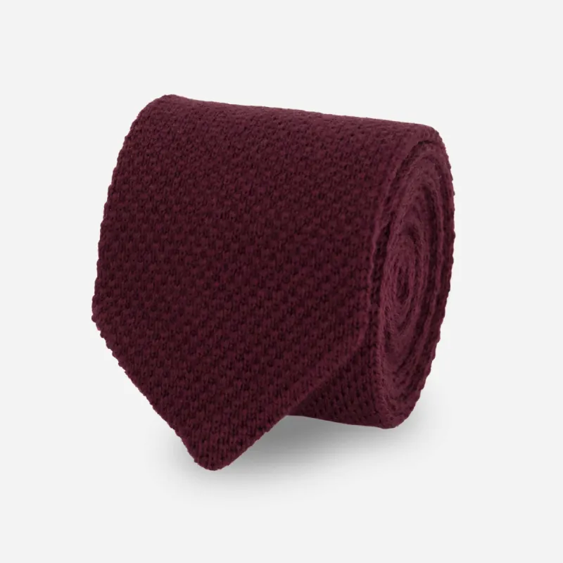 Pointed Tip Knit Burgundy Tie sold by The Tie Bar