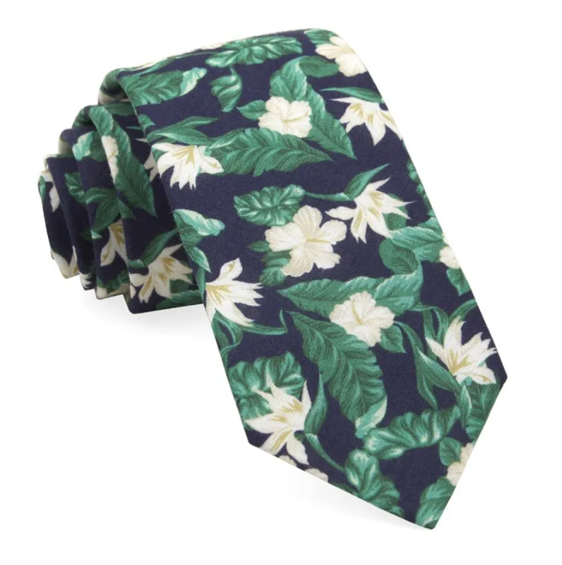 Tropical Floral Navy Tie sold by The Tie Bar