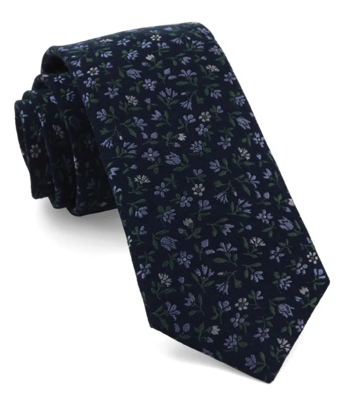 Floral Acres Navy Tie sold by The Tie Bar