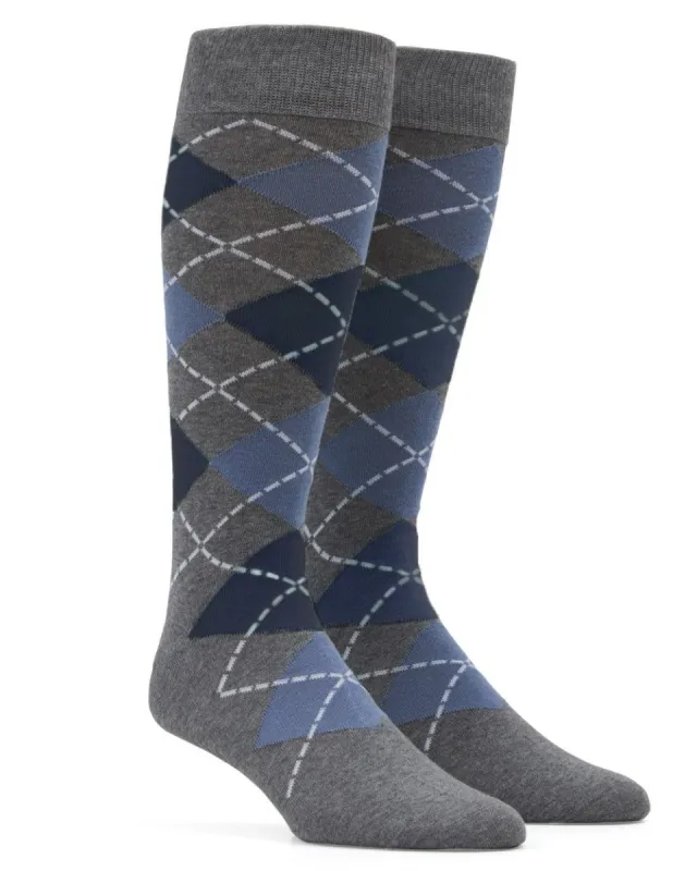 Argyle Slate Blue Dress Socks sold by The Tie Bar