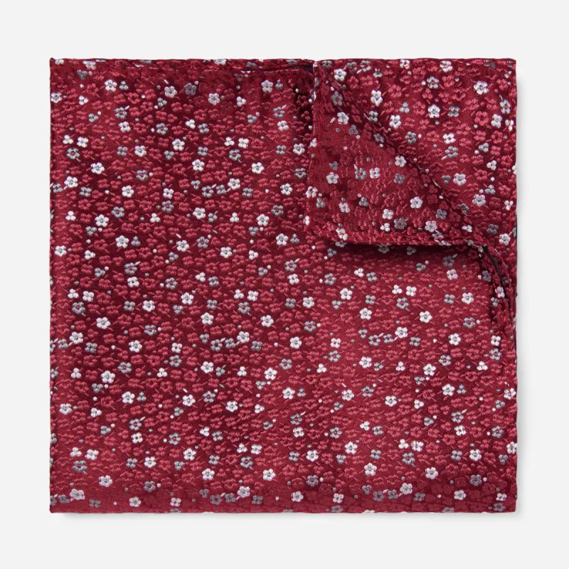 Flower Fields Burgundy Pocket Square sold by The Tie Bar