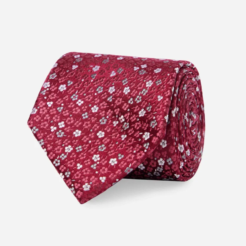 Flower Fields Burgundy Tie sold by The Tie Bar