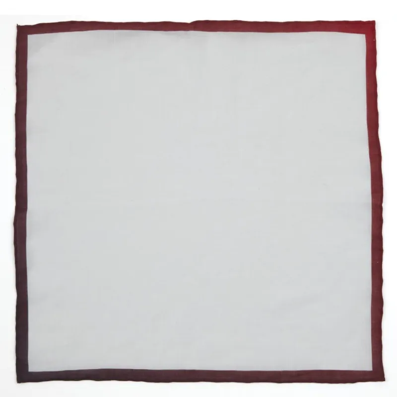 White Linen With Ombre Border Burgundy Pocket Square sold by The Tie Bar