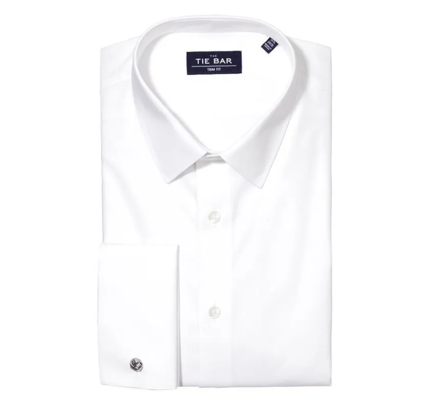 Pinpoint Solid - French Cuff White Non-Iron Dress Shirt sold by The Tie Bar