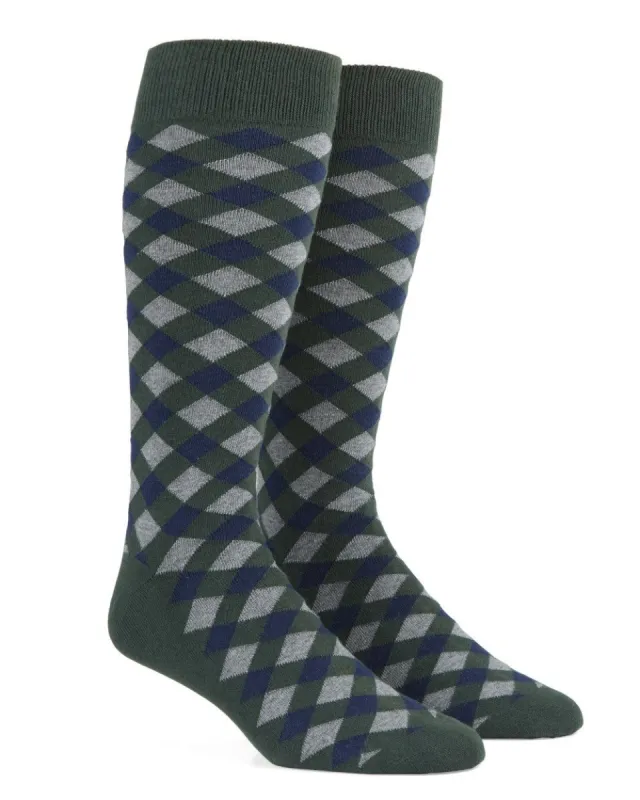 Textured Diamonds Hunter Green Dress Socks sold by The Tie Bar