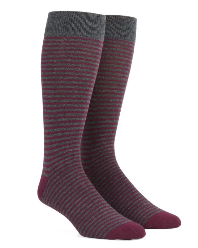 Thin Stripes Wine Dress Socks sold by The Tie Bar