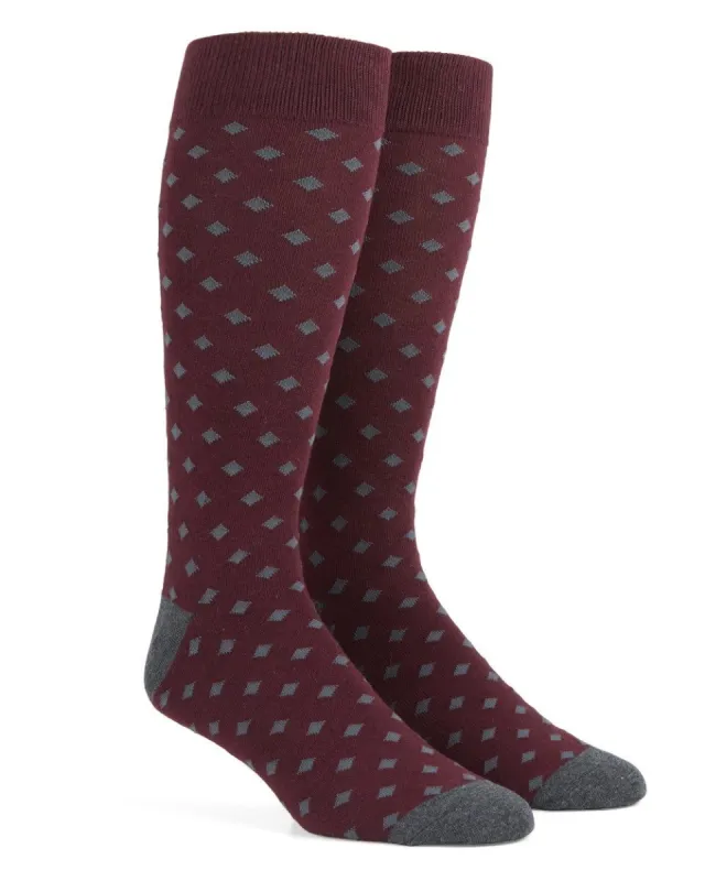 Diamonds Burgundy Dress Socks sold by The Tie Bar