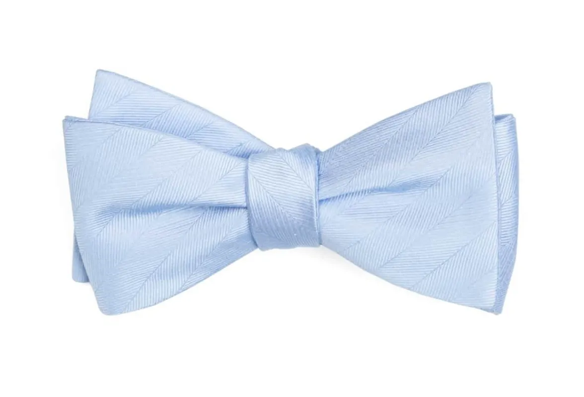 Herringbone Vow Light Blue Bow Tie sold by The Tie Bar