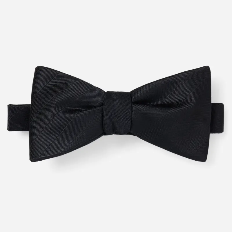 Herringbone Vow Black Bow Tie sold by The Tie Bar