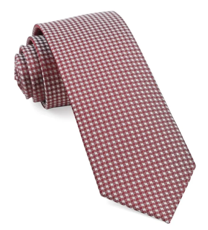 Be Married Checks Burgundy Tie sold by The Tie Bar