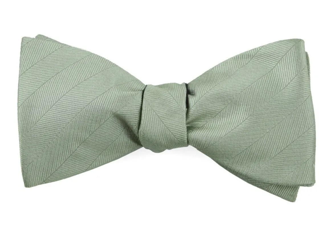 Herringbone Vow Sage Green Bow Tie sold by The Tie Bar