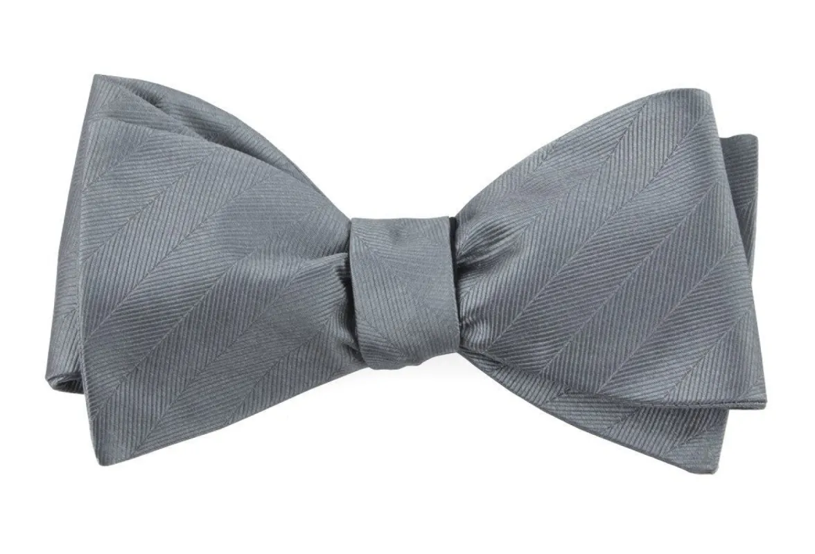 Herringbone Vow Grey Bow Tie sold by The Tie Bar