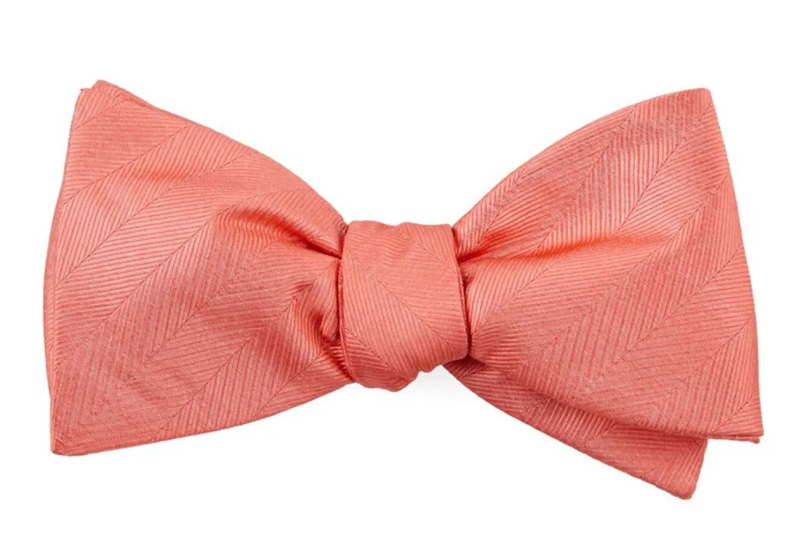 Herringbone Vow Coral Bow Tie sold by The Tie Bar