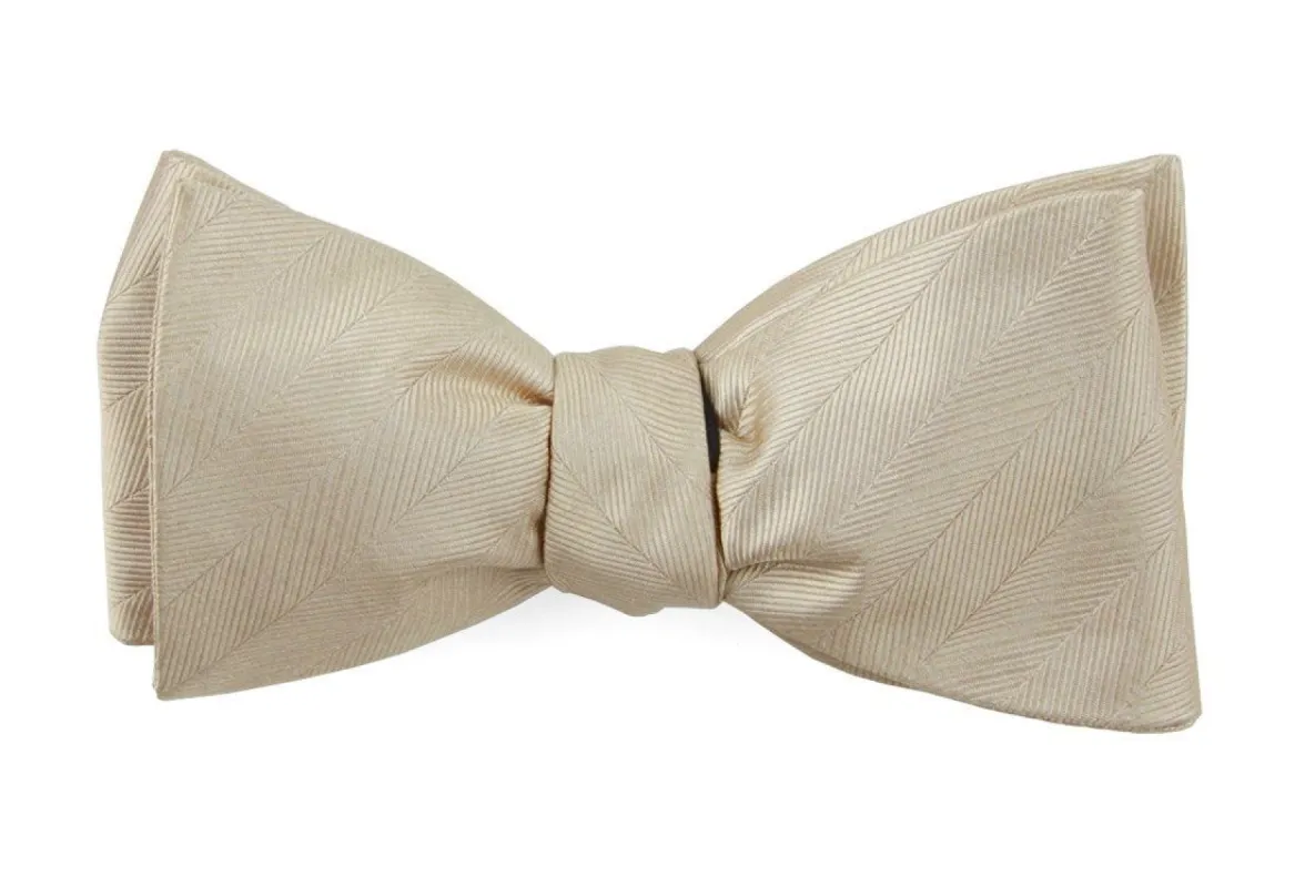 Herringbone Vow Light Champagne Bow Tie sold by The Tie Bar