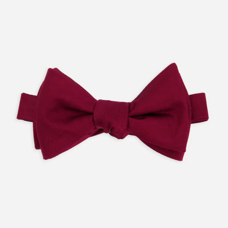 Herringbone Vow Burgundy Bow Tie sold by The Tie Bar