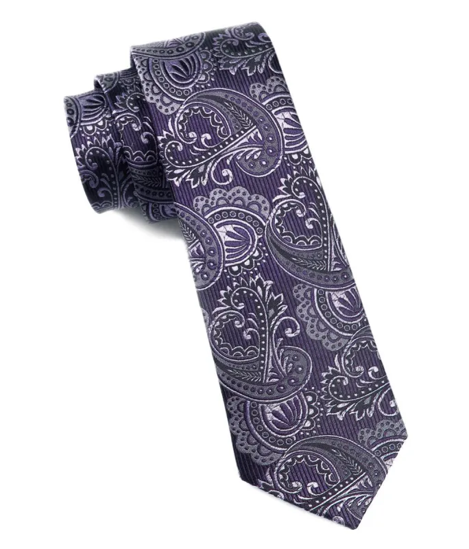Twill Paisley Deep Eggplant Tie sold by The Tie Bar