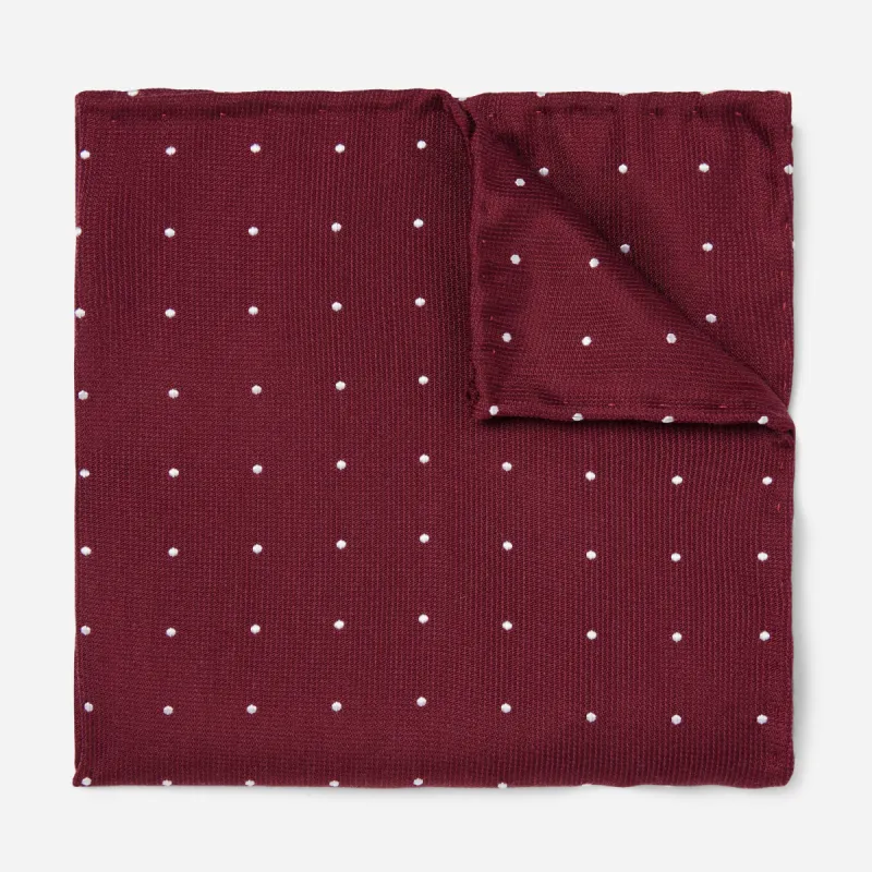 Dotted Report Burgundy Pocket Square sold by The Tie Bar