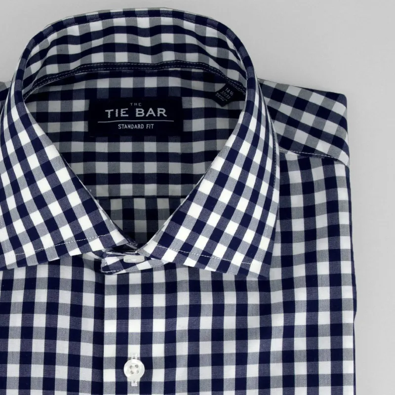 Classic Gingham Navy Non-Iron Dress Shirt sold by The Tie Bar