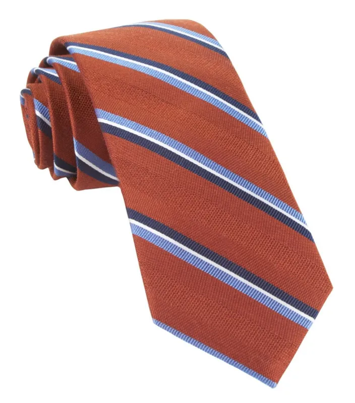 Short Cut Stripe Burnt Orange Tie sold by The Tie Bar